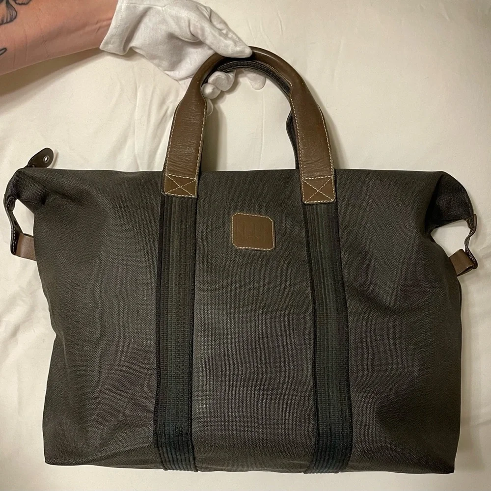 Dunhill Authentic Vintage Brown and Black Canvas Travel Bag